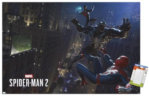Trends International Marvel Spider-Man 2 – Kampf mit Venom Wandposter, 37,4 x 56,8 cm, Premium-Poster und Passepartout