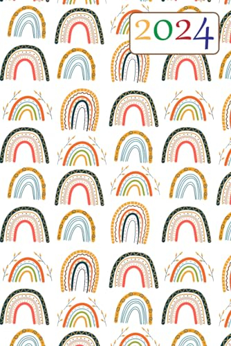 Buchkalender 2024 A5 1 Tag 1 Seite: Terminplaner 2024 12 Monate, Tagesplaner mit Uhrzeit und Timer 2024, Din A5 Terminkalender 15 x 23 cm Boho-Design