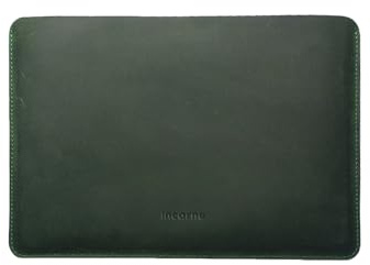 INCARNE Laptoptasche aus Leder, 14 Zoll, kompatibel mit MacBook Pro Sleeve 14 Zoll, Laptop-Tragetasche für MacBook Pro 14 Zoll, echtes Leder, Grün