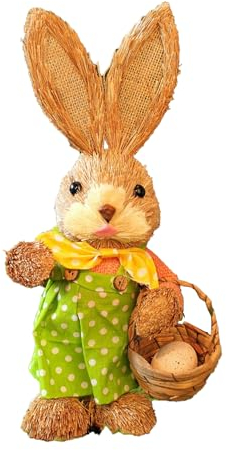 JUOPZKENN Lapin en Paille Ornements de Bureau Accessoires Photo Maison Jardin Fête de Pâques Ornements de Mariage Mignon Lapin Debout Bricolage Artisanat Statue de Lapin Debout(#3)