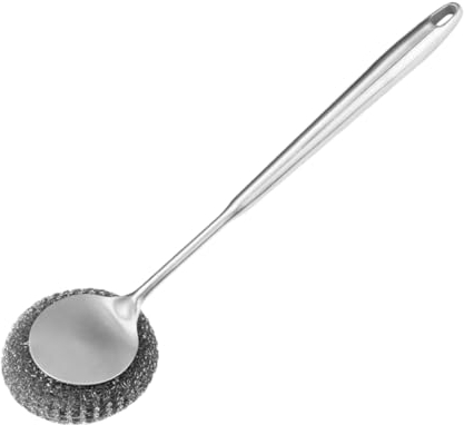 PAMINGONO Spazzola Per Piatti Acciaio Inossidabile Pulizia Per Pentole e Padelle Con Manico Lungo Resistente e Facile Da Usare Per Cucina e Forno