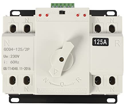 2P/4P 125A Dual Power Automatischer Transferschalter AC220V/400V Lastumschalter Automatischer Übertragungsschalter für USV Wechselrichter Solar (2P-230V)