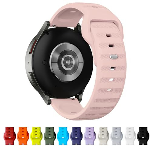 TStrap 12 Farben Uhrenarmband 20mm Silikon, Smartwatch Sport Ersatzarmband Sandrosa für Herren Damen, mit Verstellbare Schließe