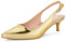 GENSHUO Womens Kitten Heel Shoes Pointed Toe Slingback Court Shoes Elegant Low Heels for Wedding Evening Dress, Gold Patent, 8.5 UK