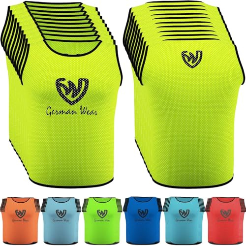 German Wear Leibchen Trainingsleibchen – Markierungshemd für Team Sport, Fussball, Training, Jogging, Hocky, Handball in Gelb, Rot, Grün, Orange, Blau für Herren, Kinder & Damen - ideal für Teams