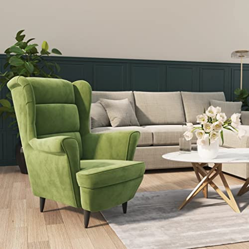 Willood Ohrensessel Sessel Fernsehsessel Relaxsessel Polstersessel für Wohnzimmer Hellgrün Samt