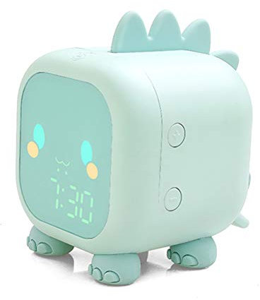Niedlicher Dinosaurier-Digitalwecker, Nachttisch, Schlaftrainer und Nachtlicht (Grün)