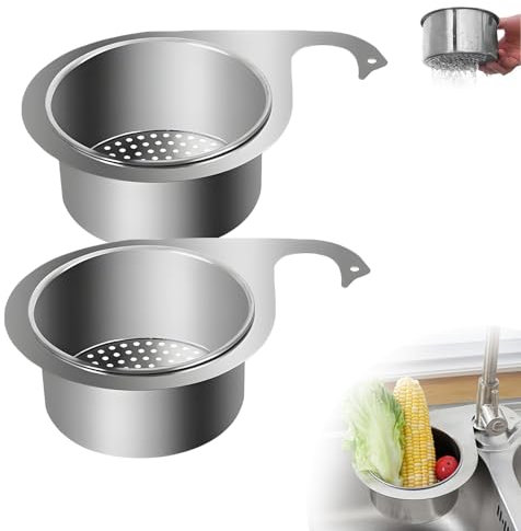 Viechoes 2 pcs passoire evier,filtre evier cuisine,panier inox pour evier,pour filtrer les déchets de cuisine et laver les légumes et les fruits,Convient aux robinets d'un diamètre inférieur à 4,3 cm