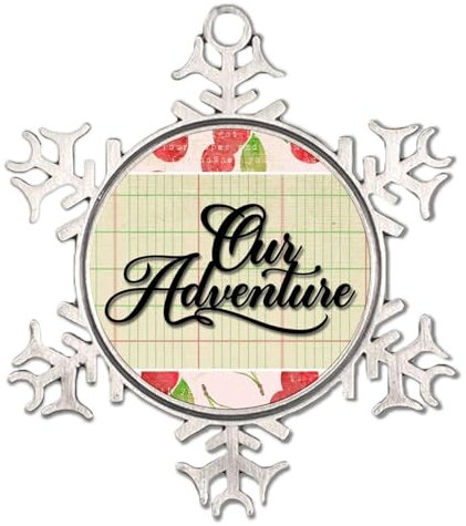 Our Adventure Schneeflocke Ornamente Natur Berg Wald Rahmen Silber Weihnachten Ornament Urlaub Dekoration Tribal Thema Wald Camping Rustikale Weihnachtskugel für Familie Geburtstag Neujahr Zuhause