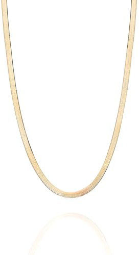 Einzelstück® Schlangenkette flache Halskette 925 Silber I 14K Gold I Roségold I Echtschmuck Damenhalskette I klassische Silberkette (Italian Collier) (Schlangenkette 45cm Rosegold)