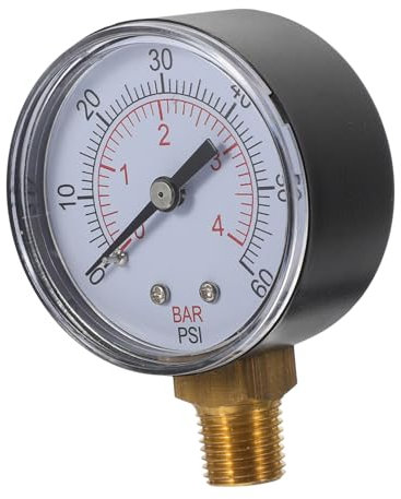 ANDRESLAD Manomètre De Pression pour Piscine Et Filtre De Piscine 60 Kilopascal 1/4 Npt Résine Et Acier Inoxydable Aquarium Et Spa Mesure Fiable