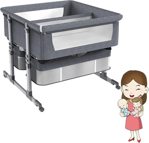 Kinderbett Twins Stubenwagen Nachttisch - Abnehmbarer Stoffbezug - Faltbares Kinderbett für bequemen Schlaf - Ultimate Baby Sleeper Bett