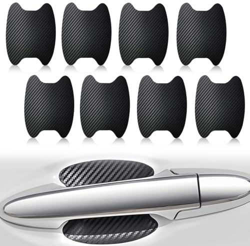 AEIOPRS 8 Films Autocollants Fibre de Carbone 3D pour Poignée de Porte Voiture Protection Anti-Rayures Compatible avec la Plupart des Voitures