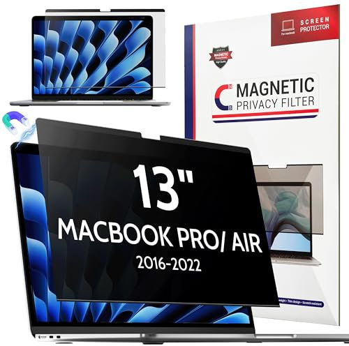 Filtro de privacidad magnético para MacBook Pro de 13 pulgadas (2016-2022, M1, M2) y MacBook Air de 13 pulgadas (2018-2021, M1) - Filtro de pantalla extraíble antiespía y antiluz azul de 13,3 pulgadas