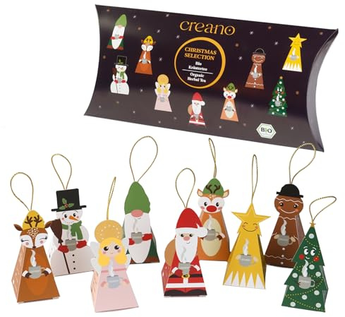 Creano „Niedliche Weihnachtsfiguren“ - Bio Wintertee 9 Pyramiden-Teebeutel in 9 unterschiedlichen Sorten - 22,5g*