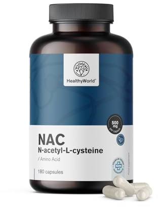 HealthyWorld® NAC 500 mg proTagesdosis - 180 Kapseln - N-Acetylcystein - Zur optimalen Unterstützung des Körpers - Hohe Konzentration, hervorragende Absorption - 6 Monate Vorrat