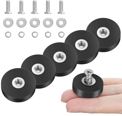 Adiwo 5PC Rubber Coated Neodymium Magnets, 22mm Round Black Magnets with 8LBS Pull Force, Anti-Scratch & Anti-Slip for Vehicles & Tools