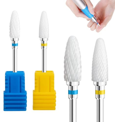 EORPAVU Embouts pour fraises à ongles électriques Ensemble de forets à ongles 2 pièces, ensemble de forets coupe-ongles, accessoire de foret à ongles en céramique