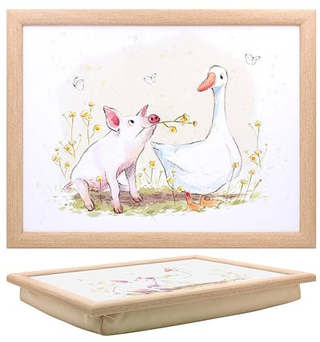 The Leonardo Collection Paper Shed Pig & Duck Laptray | Bean Bag Tray for Meals | Stylish Food Tray for Dinner or Breakfast | Ideal for Home Comfort