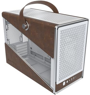MONTECH Heritage mATX, Micro Form Factor Compact Leather Gaming Chassis with Signature Handle Design, Supports RTX 40 Series GPUs, ATX PSU, and 360mm AIO - White