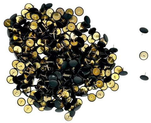 YSDINK 300 Stück Bunte Reißnägel,Runde Metall Reißzwecken,Dekorativ Flache Markierungsnadeln für Pinnwand,Korkwand,Büro und Heimdekoration,10x10mm,Kreativ Push Pins für Karten und Poster (Schwarz)