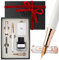 Wordsworth & Black Fountain Pen Set,18K Gilded Medium & Extra Fine Nib,25ML Black Ink Bottle,6 Ink Cartridges,Refill Converter,Gift Box,Smooth Writing Pen [White Rose Gold],Gift Set for Men and Women