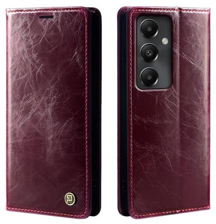 phase9 Handyhülle für Samsung Galaxy S24 FE Klapphülle Magnetverschluss RFID-Schutz Kartenfächer Geldfach Standfunktion Vintage Schutzhülle Weinrot
