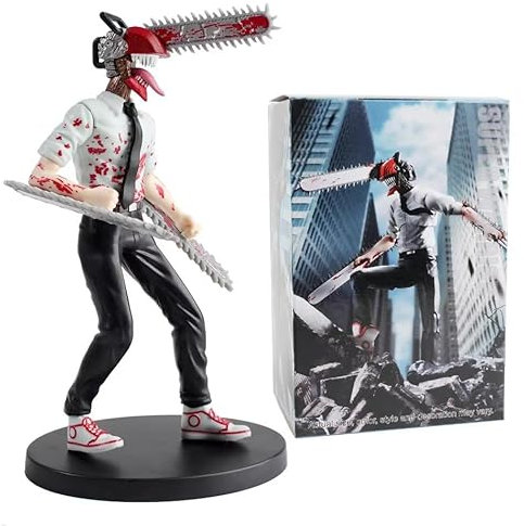 Skynomad 18cm Anime Chainsaw Man Figurine - Denji Chainsaw Man Denji Figurine Adult Collectible Model Doll for Anime Fans (Denji Bloody Power Action 18cm)