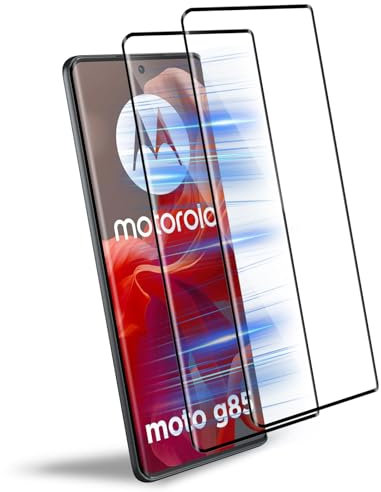 HidWee Compatible con Motorola Moto G85 5G/ Edge 50 Fusion Protector de Pantalla, 2 Piezas Fullglue Cristal Templado [3D Cubierta de Pegamento Completo], Anti-caída 9H Dureza HD Vidrio Templado