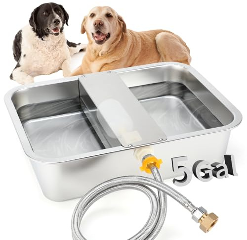 BWOGUE 5 Gal Automatic Dog Water Dispenser for Large Dogs Stainless Steel Outdoor Water Bowl Large Breed Self Filling Dog Waterer Feeder for Dogs Cat Chicken Livestock