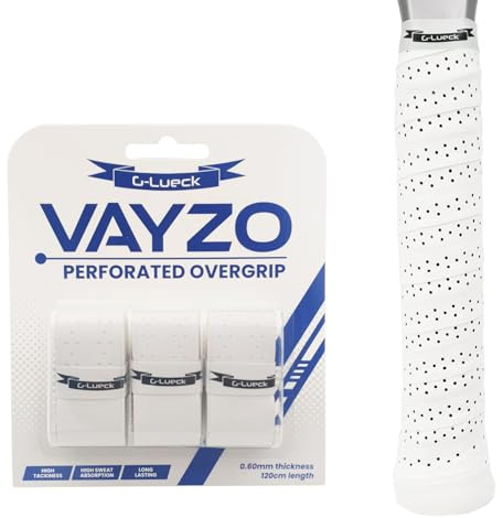 G-Lueck Vayzo Overgrip für Padel & Tennis Schläger perforiert – Übergriffband rutschfest & schweißabsorbierend – für Badminton, Squash & Pickleball – 3er & 12er Set in Mehreren Farben