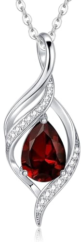 LOCIBLO Teardrop Birthstone Necklace for Women Infinity Love Jewellery | 925 Sterling Silver, White Gold Pendant, Created Pear Gemstone, Adjustable Chain 18+2, Birthday Anniversary Christmas Gift
