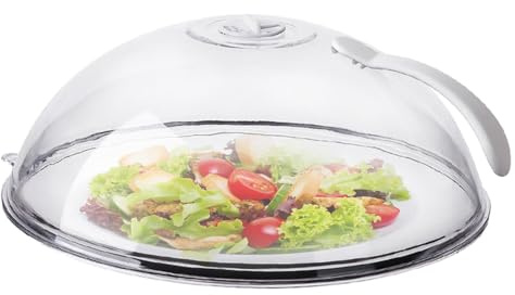Tapa de Vidrio para microondas,Tapa de Vidrio para microondas,Media acrílica,Con borde y tapa de acrílico,Accesorios Microondas Para Tapar Comida,Diámetro 26cm