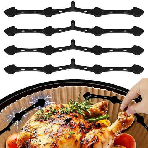 Zxnqzed Magneti per Carta Forno Airfryer, 4 Strisce Magnetiche in Silicone, Fissaggio Sicuro, Resistenti al Calore, per Friggitrice ad Aria Cestello Singolo e Doppio