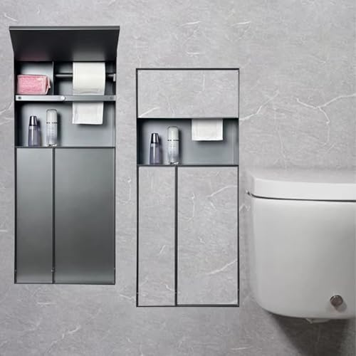Vibeo Niche Douche Encastrable Niche Encastrée Pouvant Être Carrelée, Grand Porte-Papier Toilette Dissimulé avec Rangement, Distributeur de Papier Toilette Mural en Métal