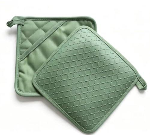 ZORR Topflappen aus Silikon, 18CM, Hitzebestaendige Topflappen Schutzlappen für die Küche, (Green)