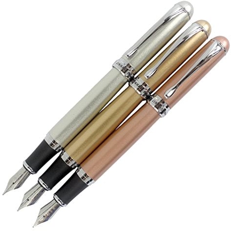 SIPLIV 3PCS Stück Jinhao X750 Füllfederhalter in 3 Farben, Silber & Champagner Gold & Roségold