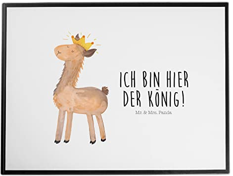 Mr. & Mrs. Panda Schreibtischunterlage Lama König - Geschenk, Schreibtisch Unterlagen, Schreibtischauflage, Alpaka, Papa, Bürobedarf, Chef,