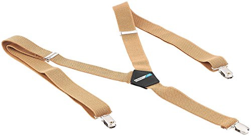 PEARL basic Hosentraeger: Schmale Hosenträger, Y-Form, 3 Clips, Kunstleder-Applikation, beige (Damen-Hosenträger, Clip-Hosenträger, Fasching)