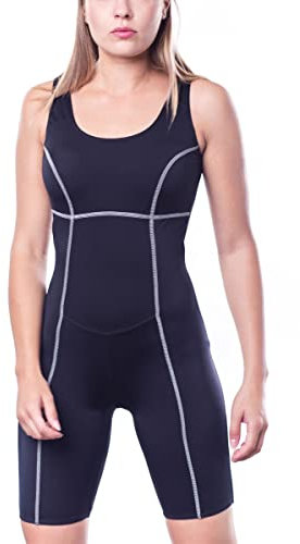 Aquarti Damen Schwimmanzug mit Bein Geschlossener Rücken, Farbe: Schwarz, Größe: 44