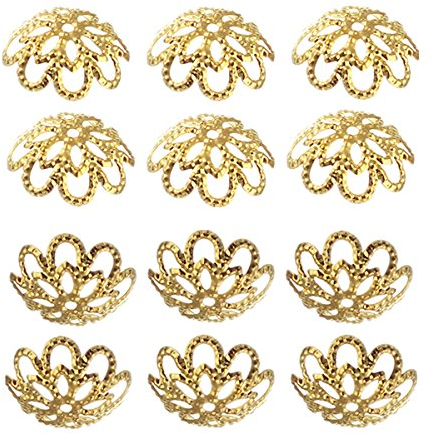 500 Stück 10 mm goldfarbene Blumenkappen für Schmuckherstellung (goldfarben)