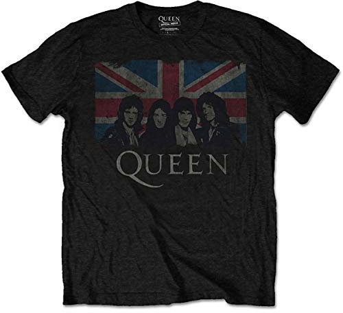 Rockoff Trade Men's Queen Union Jack (Retail Pack) T-Shirt, Black (Black Black), XX (Size:XX-Large)