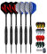 LARRITS 6 Stück 23 Gramm Steel Dartpfeile Set Dart Pfeile mit metallspitze schwarzen Aluminium Shaft, gehören 18 Stück Flights 6 Stück Gummi O-Ringe 1 Stück Dartspitzer 1 Stück Aufbewahrungsbox(23g)