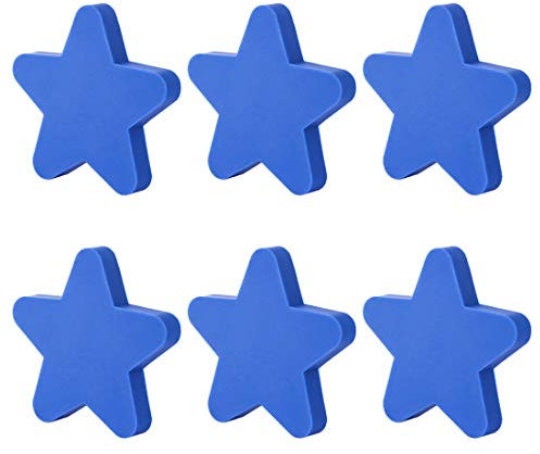 Haunen Möbelknöpfe Kinderzimmer Set, 6 Stücke Möbelgriff Kinder Set Schubladenknopf Schrank Kommoden Ziehgriffe Sternform - 5,1 × 5,1 × 2,2cm (Blau)