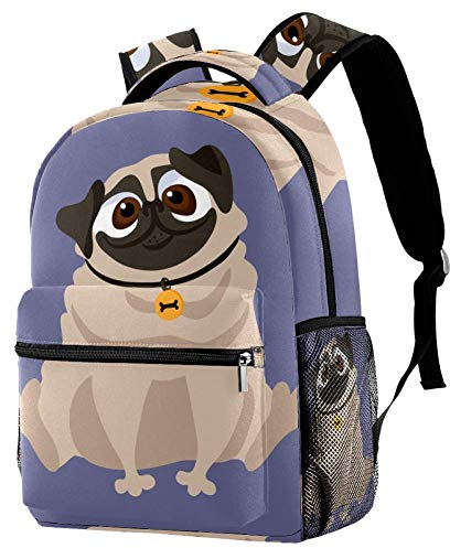 LORVIES Niedlicher Mops-Rucksack, Schulterrucksack, Büchertasche für Schule, Studenten, Reisetaschen