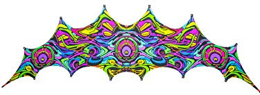 PSYWORK Schwarzlicht Segel Spandex | Dragon Temple II Stage One | 2,00 x 6,00m | UV-aktiv | Leuchtend | Wandtuch Wandbehang Stoff Neon Deko Party Tuch Tapestry Poster PSY Goa