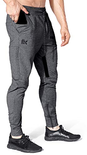 BROKIG Jogginghose Herren Baumwolle Sporthose Joggers Trainingshose Fitness Slim Fit Hose(Dunkelgrau,L)