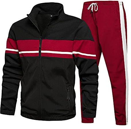MANLUODANNI Men's Tracksuit Sets Bottom Full Zip Jogging Gym Sweat Suit with Zipper Pockets 75Black M