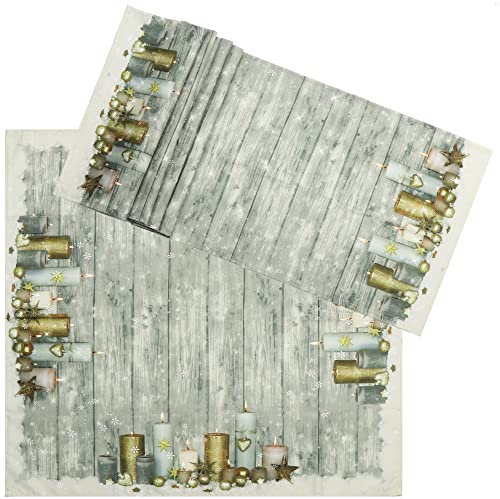 com-four® 2-teiliges Tischdecken Set bestehend aus Tischdecke und Tischläufer im weihnachtlichen Design mit Kerzen (Kerzen - Set)