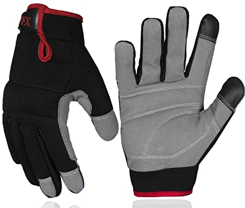 WFX Arbeitshandschuhe Touchscreen 1 Paar multifunktionale Sicherheits Arbeitshandschuhe Bauarbeiter Handschuhe Gartenhandschuhe Männer Frauen Mechaniker Arbeitshandschuhe (Rot, XL)